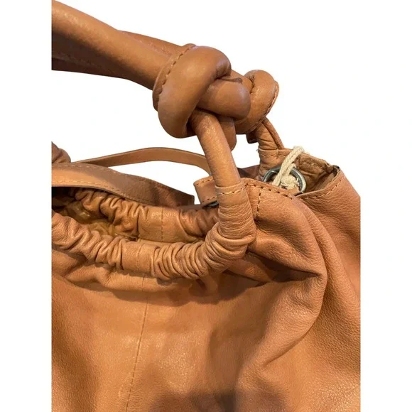 Free People Head Over Heels Convertible Crossbody Latte Leather Knotted Handle - Picture 2 of 9